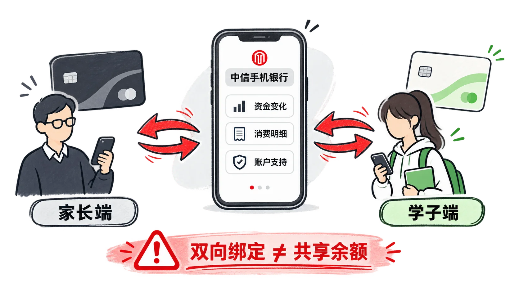 家长端与学子端双向绑定关系示意图